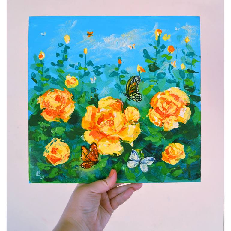 Original Abstract Floral Painting by Lada Kholosho