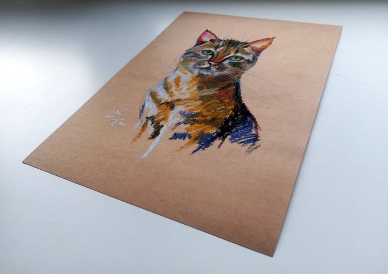 Original Illustration Cats Painting by Lada Kholosho