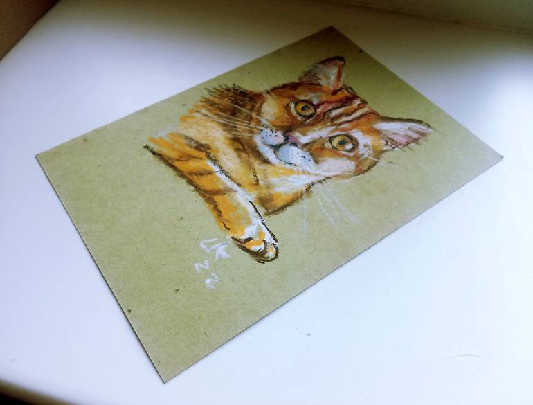 Original Cats Drawing by Lada Kholosho