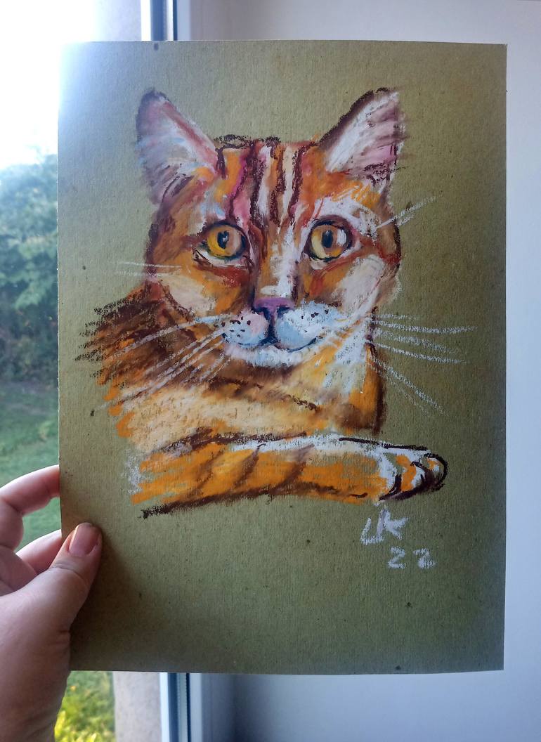 Original Cats Drawing by Lada Kholosho