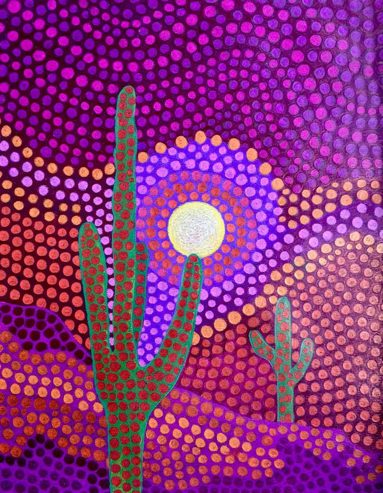 Saguaro Sunset Drawing By Dulcie Dee Saatchi Art