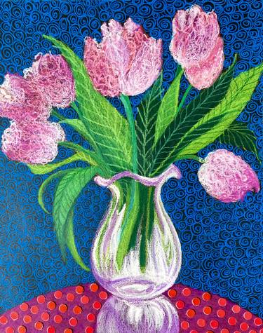 PINK TULIPS IN VASE thumb