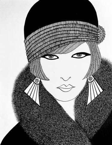 Original Art Deco Portrait Drawings by Dulcie Dee