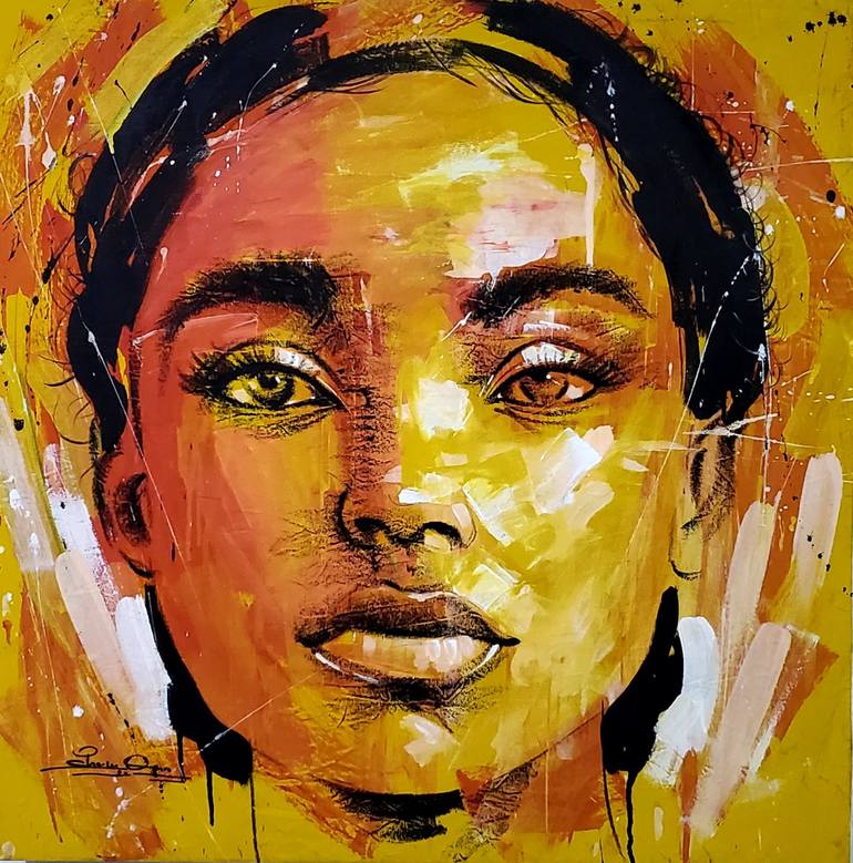 Girl in yellow No.3 Painting by Charles Osaro | Saatchi Art