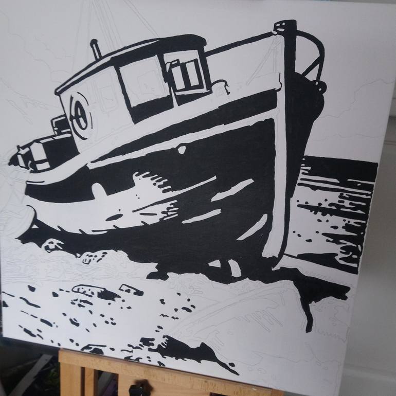 Original Pop Art Boat Painting by Philippe Dailler