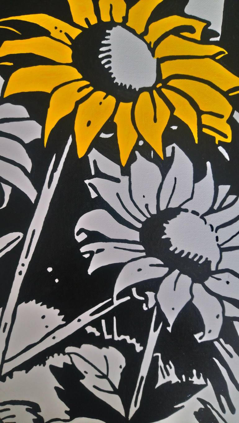 Original Black & White Floral Painting by Philippe Dailler