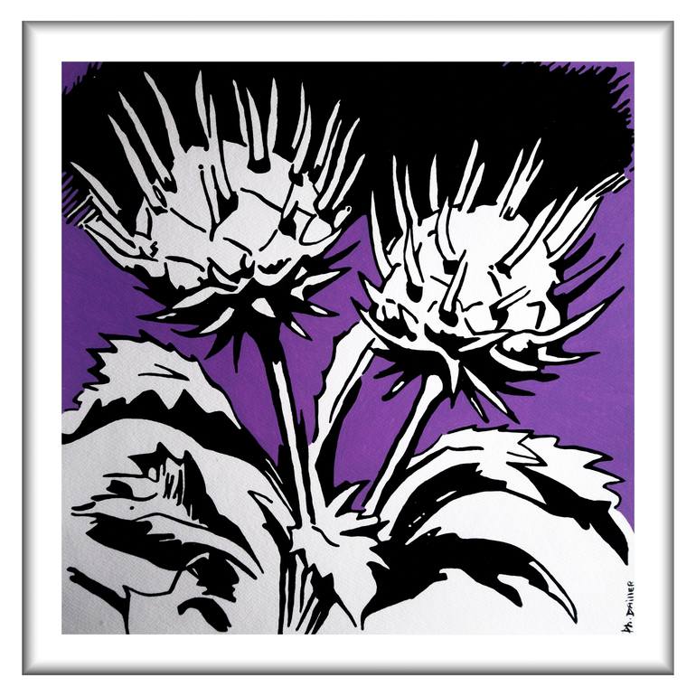 Original Minimalism Floral Painting by Philippe Dailler