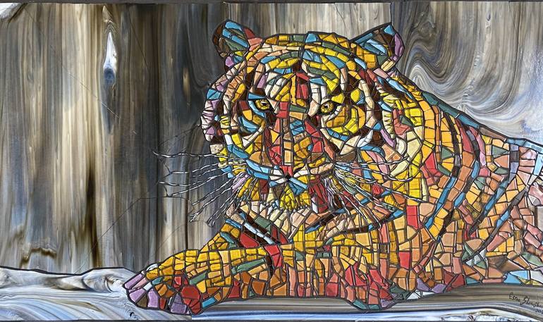 "Wild Fracture" Glass Mosaic Wall Sculpture - Print