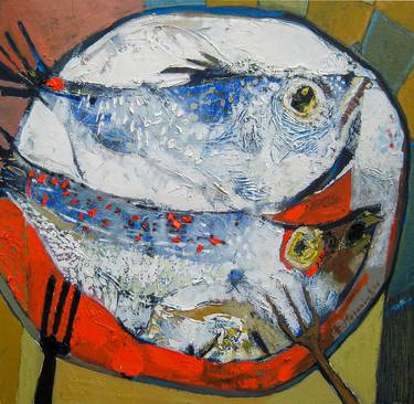 Original Expressionism Fish Paintings by Nikola Markovic