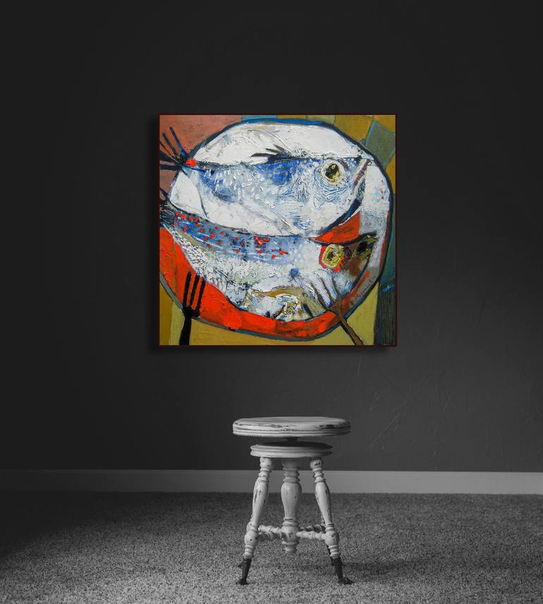 Original Expressionism Fish Painting by Nikola Markovic