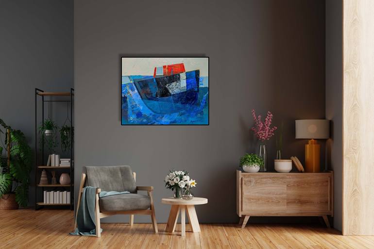 Original Abstract Expressionism Boat Painting by Nikola Markovic