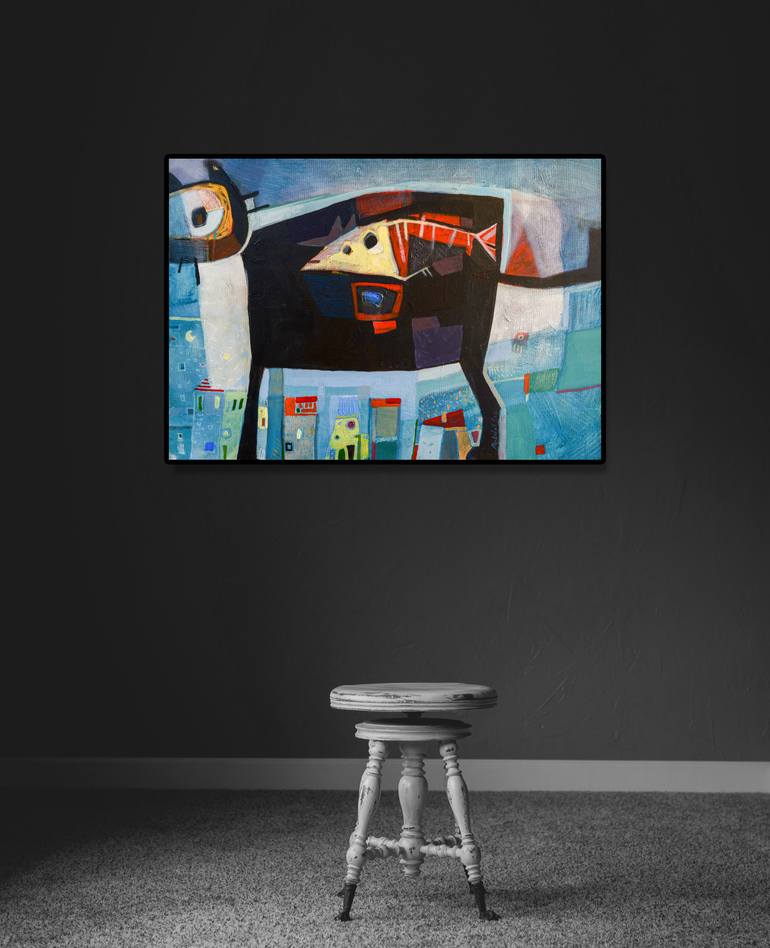 Original Cubism Animal Painting by Nikola Markovic
