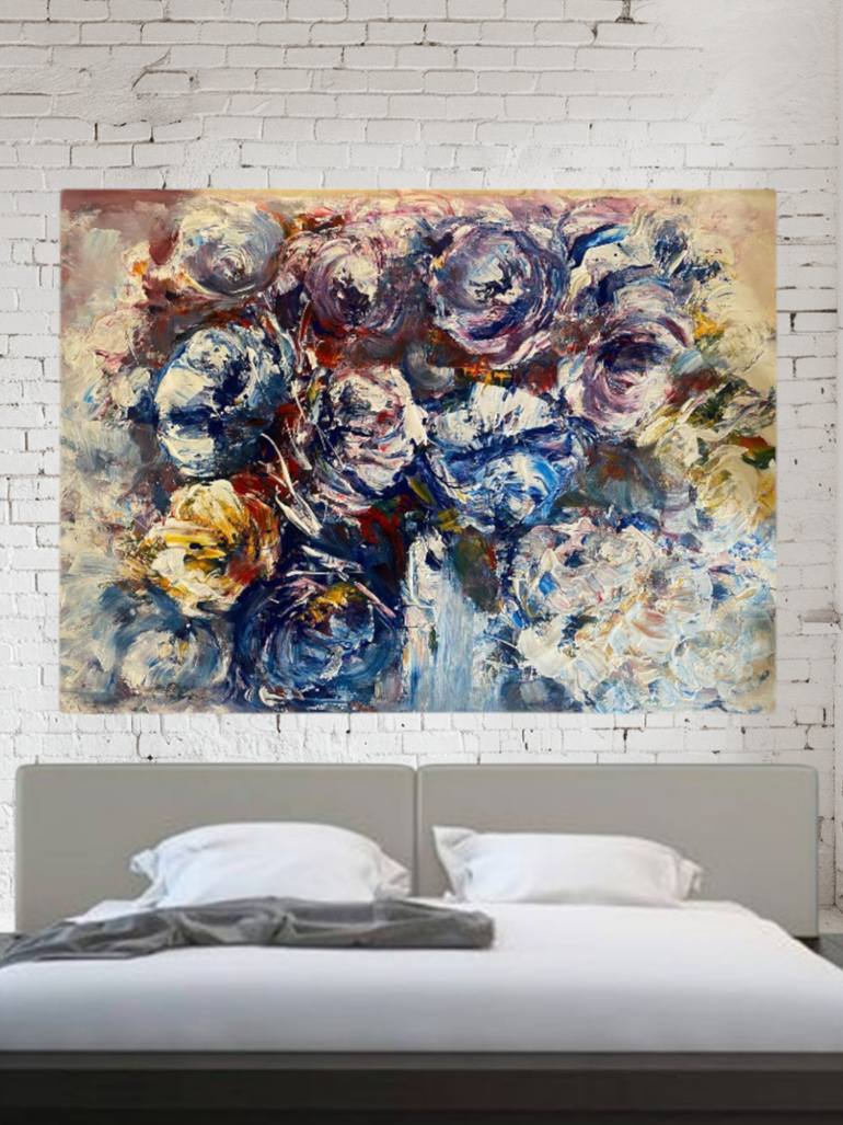 Original Abstract Floral Painting by Oksana Almiz