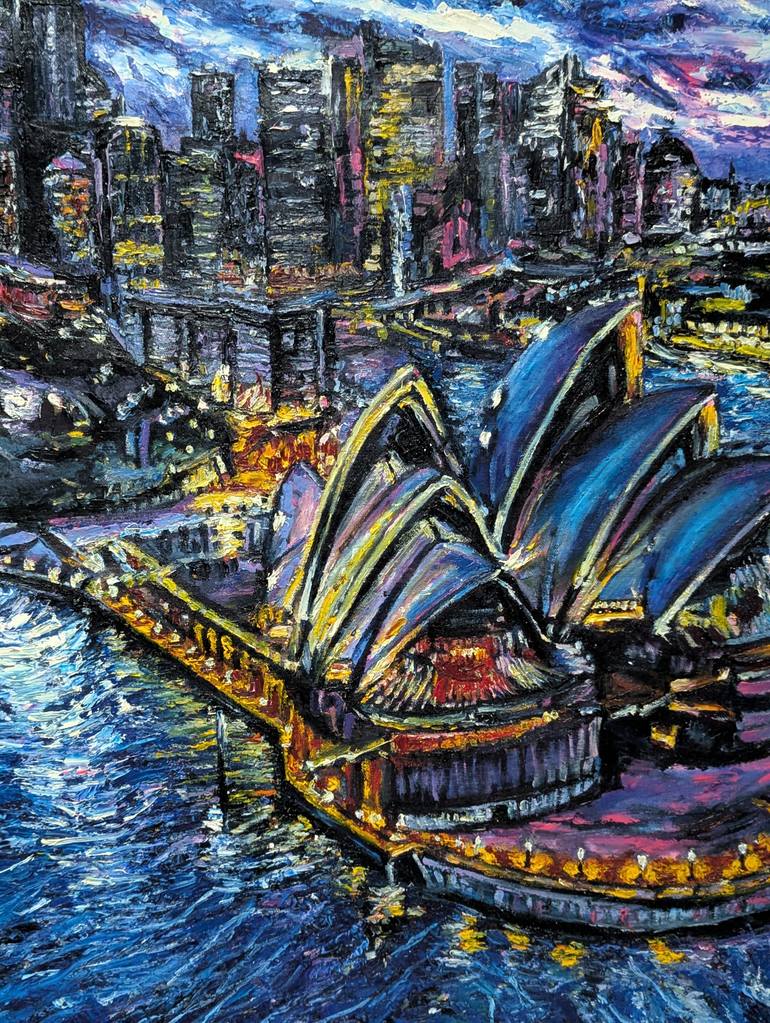 Original Abstract Expressionism Cities Painting by Oksana Almiz