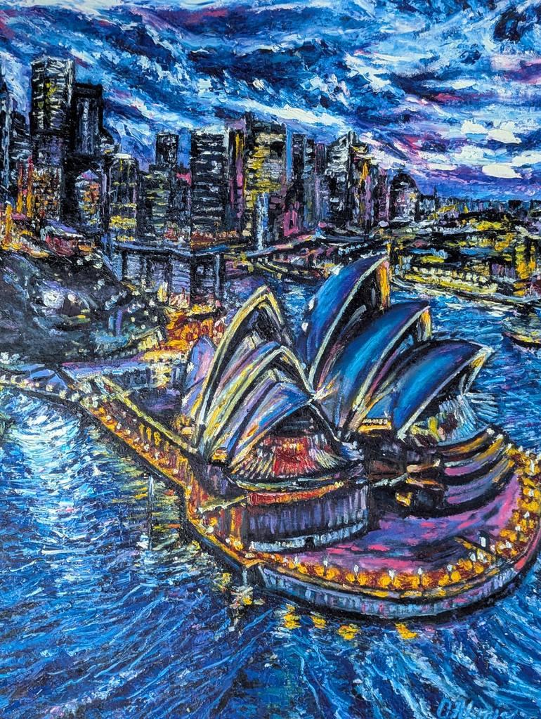 Original Abstract Expressionism Cities Painting by Oksana Almiz