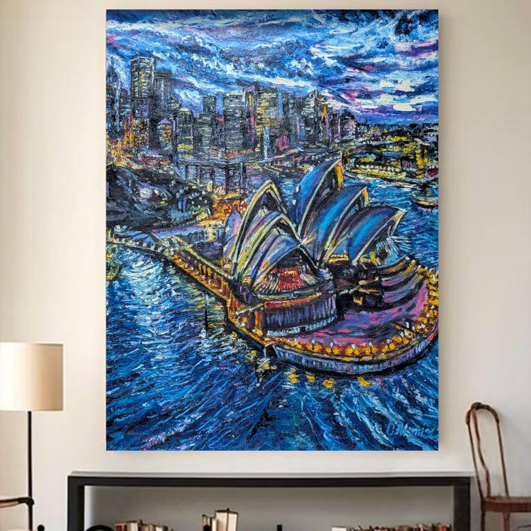 Original Abstract Expressionism Cities Painting by Oksana Almiz