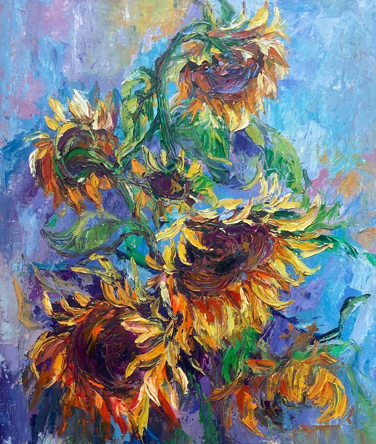 Dancing Sunflowers Painting by Oksana Almiz | Saatchi Art