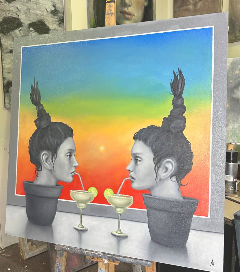 Original Surrealism People Painting by Margarita Ivanova