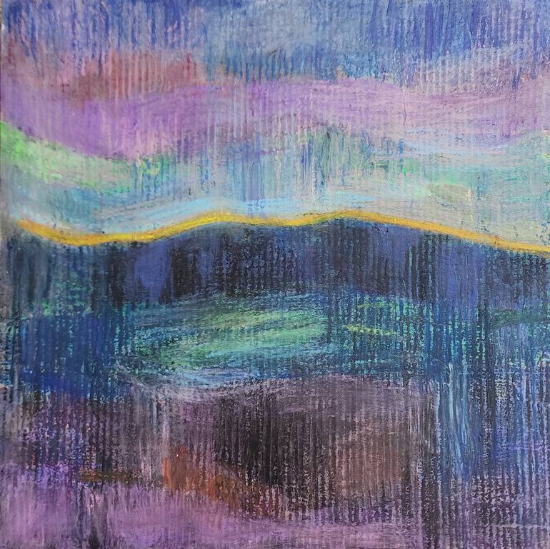 Original Landscape Drawing by Anastasia Mastilovic | Abstract Art on Pressed Cardboard | Whispers of the Lake
