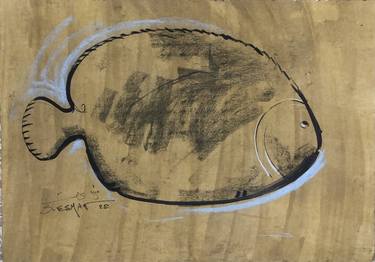 Original Abstract Expressionism Fish Drawings by Shenouda Esmat