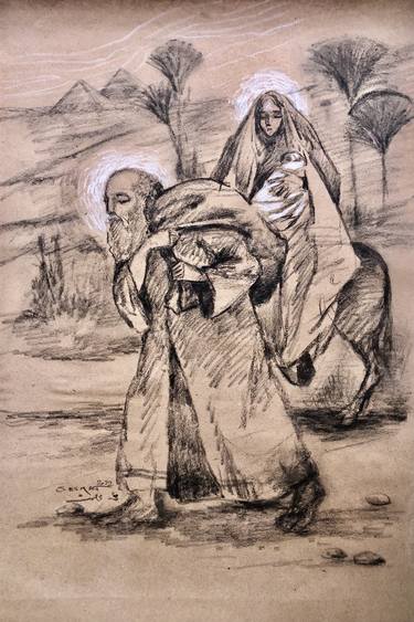 Original Figurative Religious Drawings by Shenouda Esmat