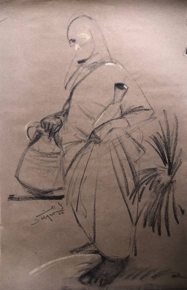 Original Impressionism People Drawings by Shenouda Esmat