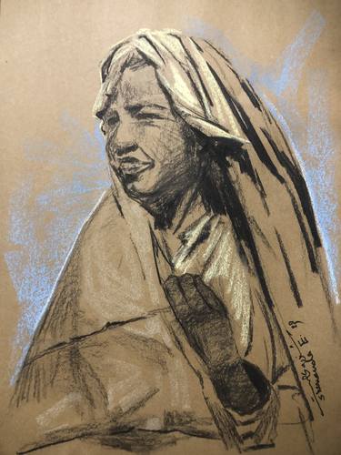 Original Figurative Portrait Drawings by Shenouda Esmat