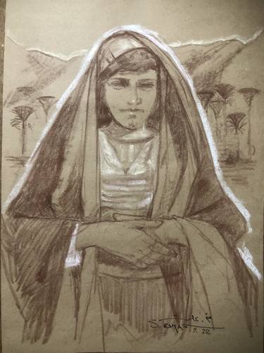 Original Figurative Portrait Drawings by Shenouda Esmat