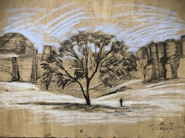 Original Expressionism Landscape Drawings by Shenouda Esmat