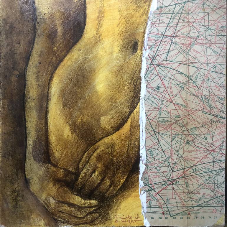 Original Abstract Expressionism Nude Collage by Shenouda Esmat