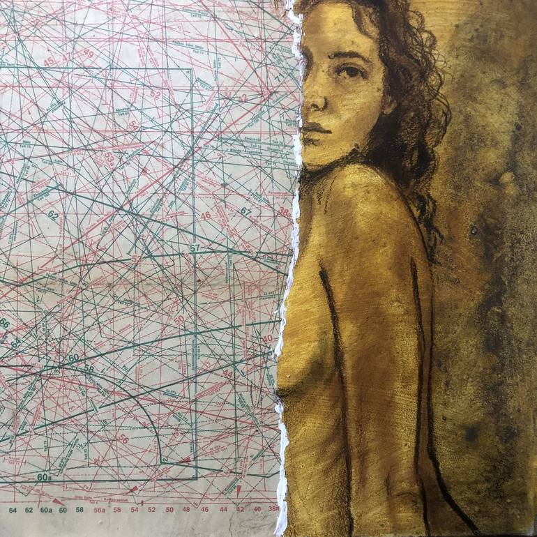 Original Abstract Expressionism Nude Collage by Shenouda Esmat