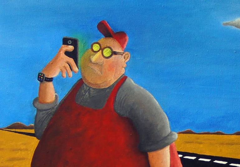 Original cartoon Humor Painting by Ufuk Uyanik 