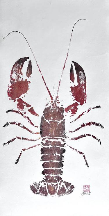Menai Strait Lobster, Gyotaku Printed and Wet Mounted. thumb