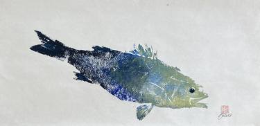 Original Realism Fish Printmaking by jane evans