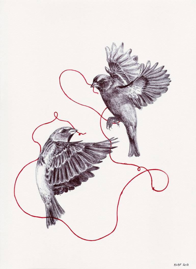 two birds flying art
