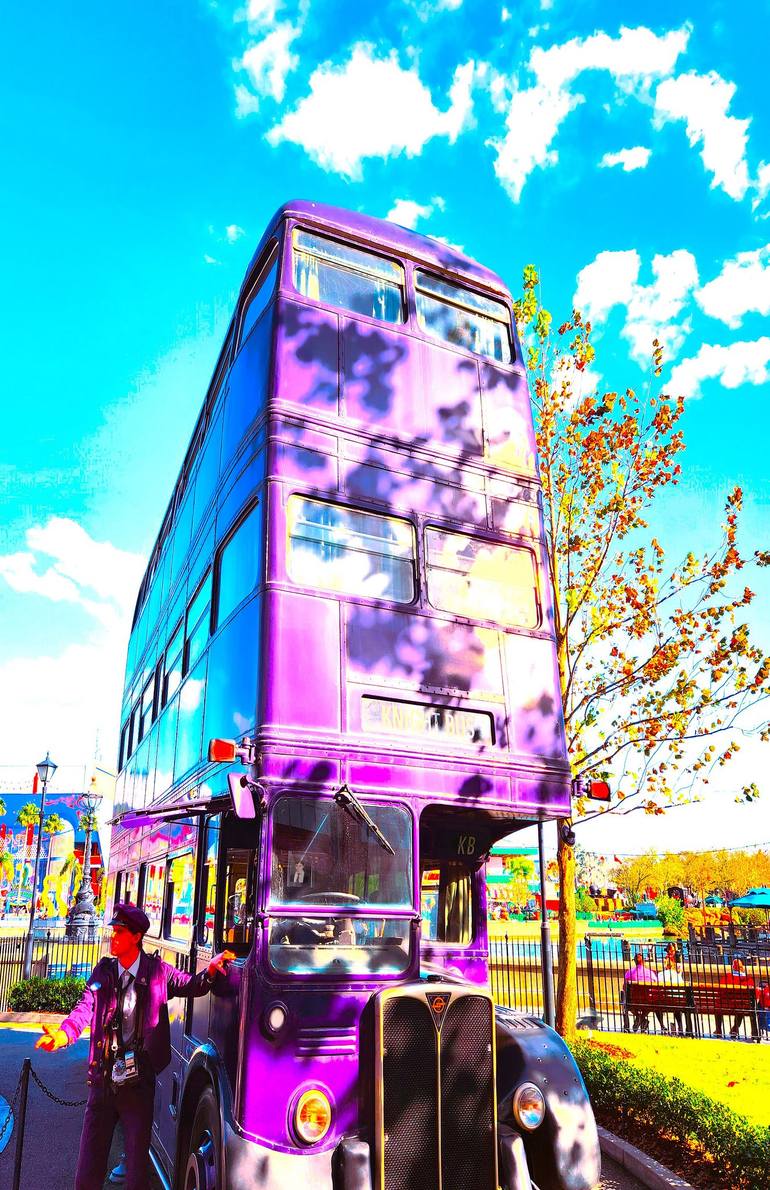 Original Transportation Photography by Michael Vanpatten | Other Art on Canvas | Night Bus in the Day