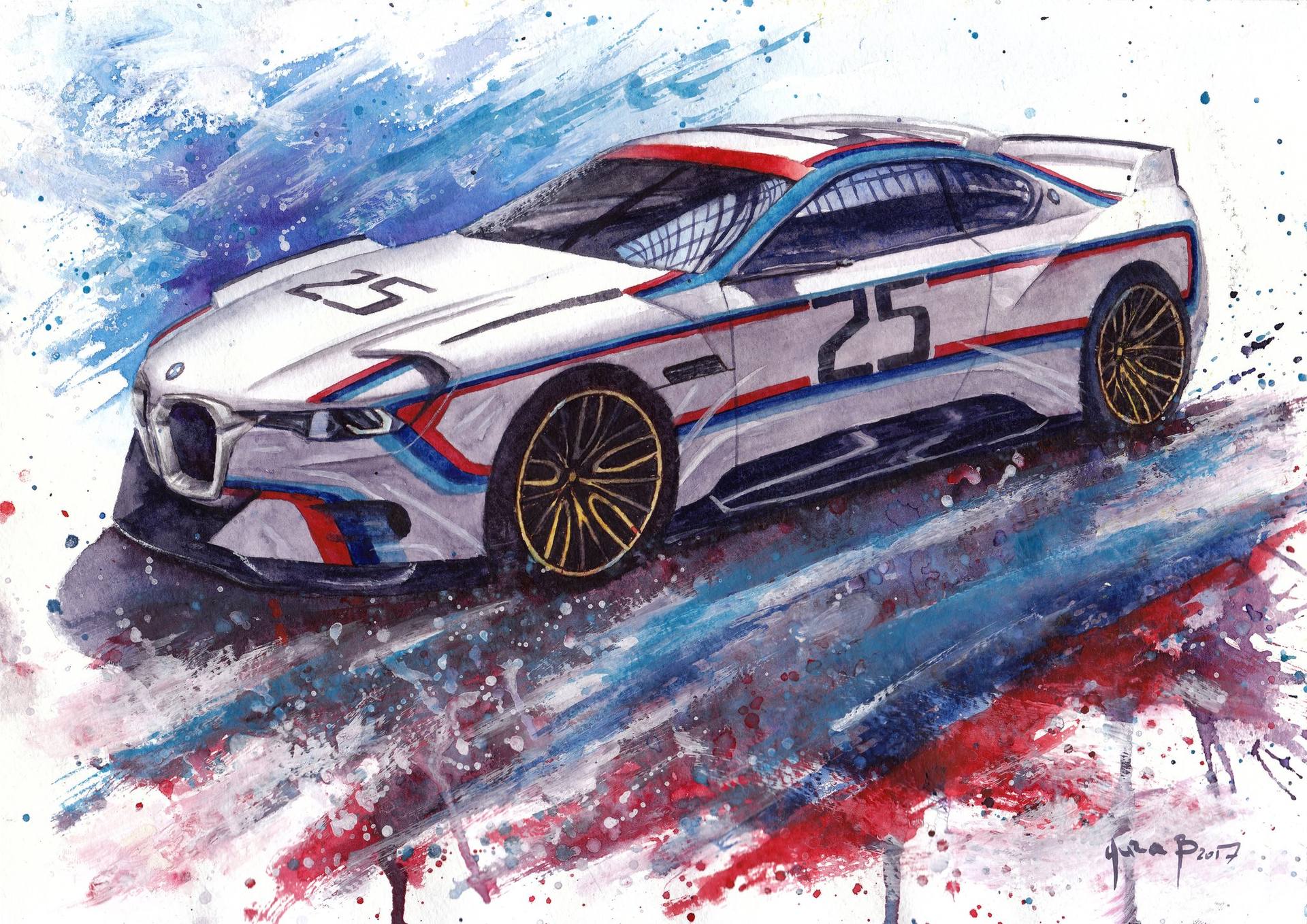 BMW 3.0 CSL Hommage R Painting by Yura Burkowskiy | Saatchi Art 
