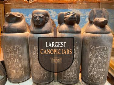 Largest Egyptian canopic Jars, 100% Hand-carved. thumb