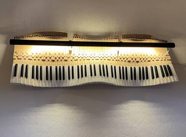Piano Keys Lighting Wall Decor made from an old piano thumb
