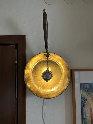 The ladle and scoop became a wall light. Brass, copper. thumb