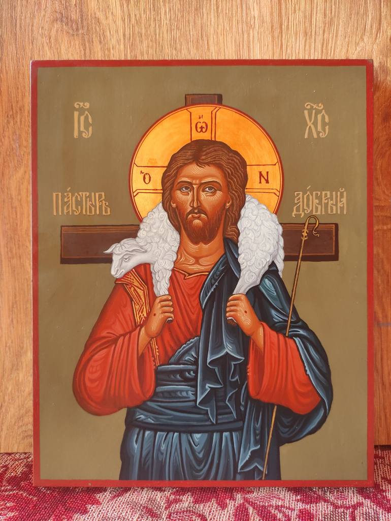 Jesus the Good Shepherd Painting by Anna Fabiyanska | Saatchi Art