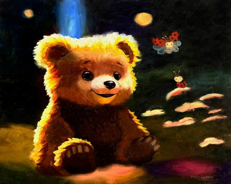 Original Cartoon Painting by Paola Luther  Illustration Art on Canvas  Ladybugs