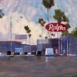 Errands in the Rain. Oil on Board 14x20” by Paola Luther