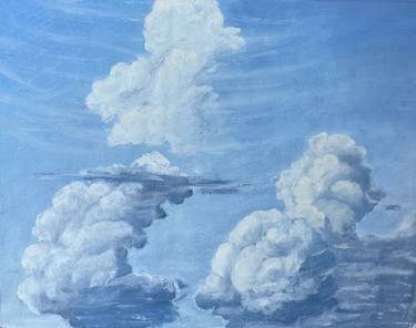 Cumulous clouds. Etude. Oil painting thumb