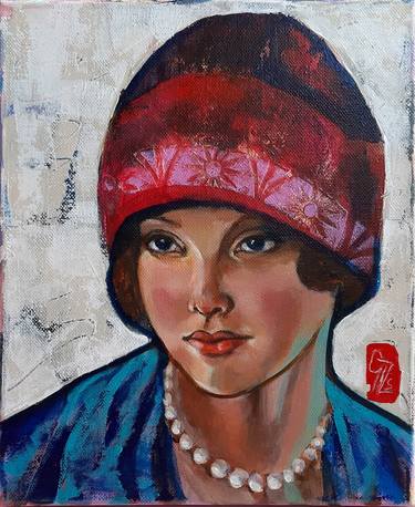 Original Art Deco Women Paintings by Zsuzsi Gyimesi