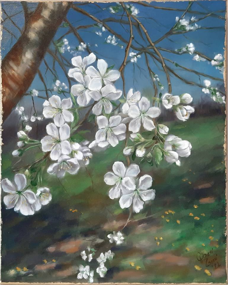Original Fine Art Floral Paintings by Zsuzsi Gyimesi