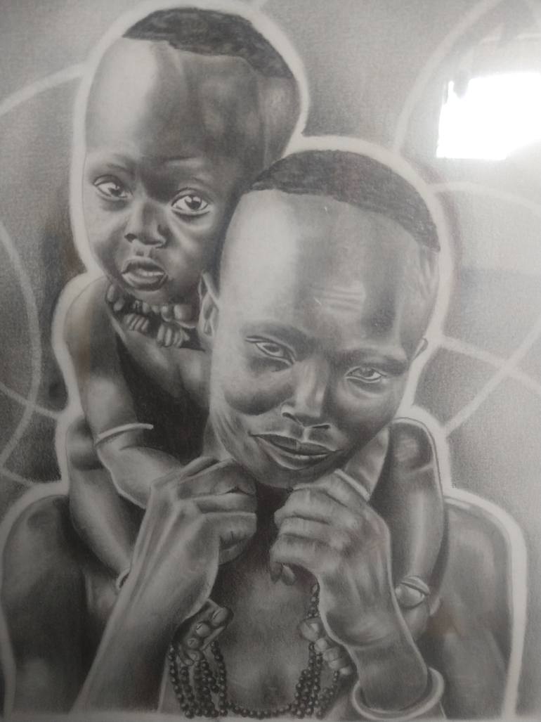 Original Realism Family Drawing by Lenivaldo Teixeira