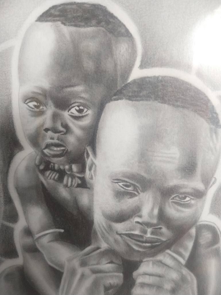 Original Realism Family Drawing by Lenivaldo Teixeira