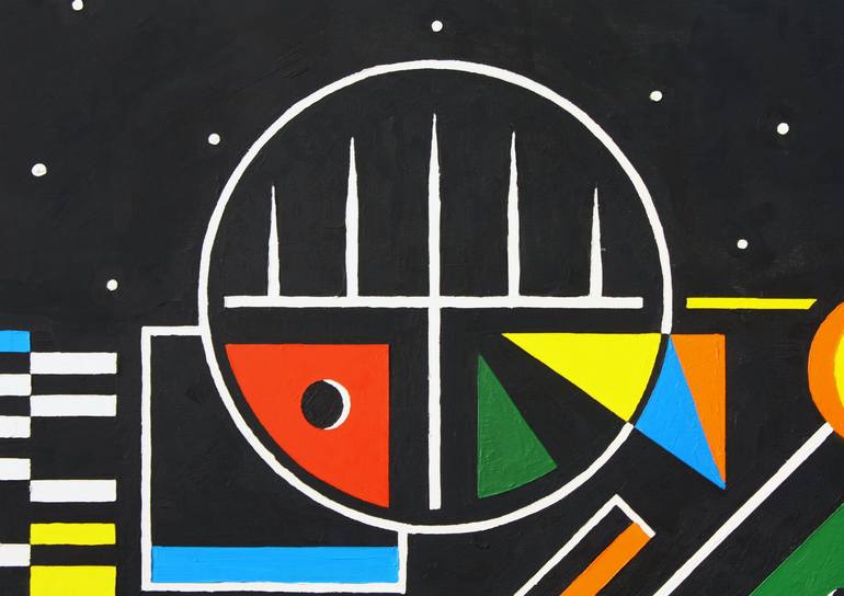 Original Abstract Expressionism Geometric Painting by Hekuran Sokoli