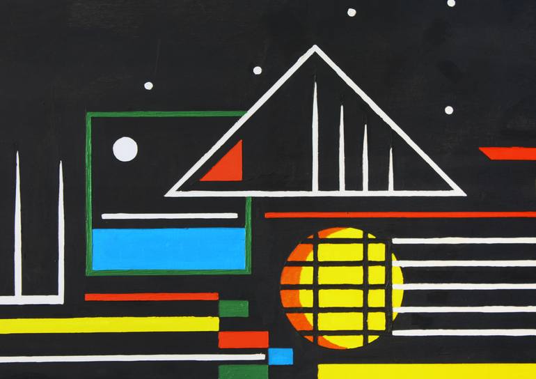 Original Abstract Geometric Painting by Hekuran Sokoli